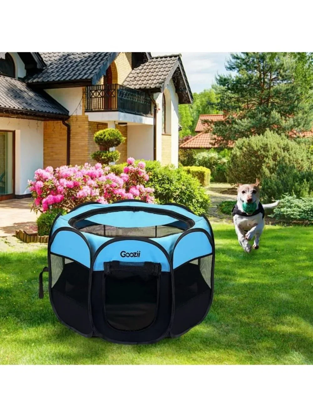 Portable Collapsible Dog Playpen - Indoor/Outdoor Pet Exercise Pen with Zipper